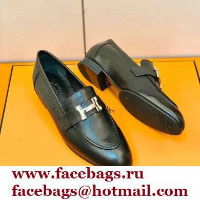 Hermes Leather royal Loafers Black