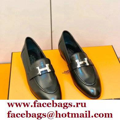 Hermes Leather royal Loafers Black