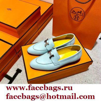 Hermes Leather royal Loafers Blue/yellow