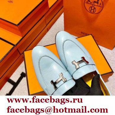 Hermes Leather royal Loafers Blue/yellow