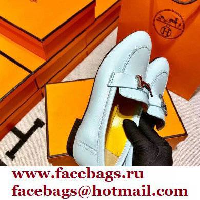 Hermes Leather royal Loafers Blue/yellow