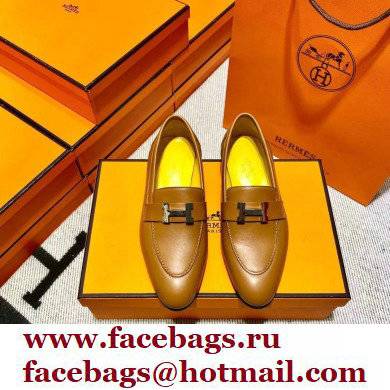 Hermes Leather royal Loafers Brown/yellow