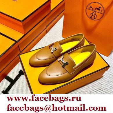 Hermes Leather royal Loafers Brown/yellow