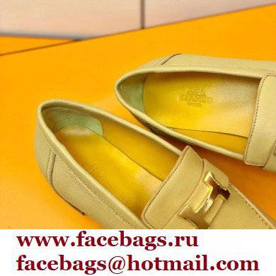 Hermes Leather royal Loafers apricot