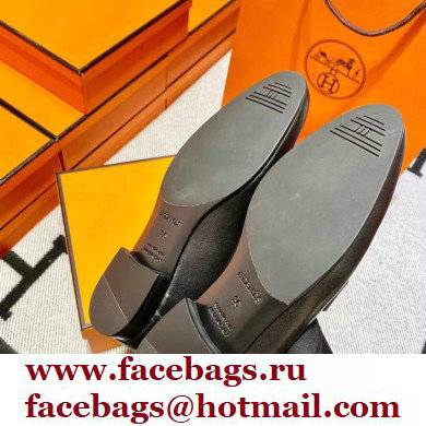 Hermes Leather royal Loafers black/YELLOW