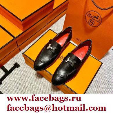 Hermes Leather royal Loafers black/red