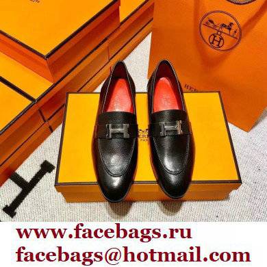 Hermes Leather royal Loafers black/red