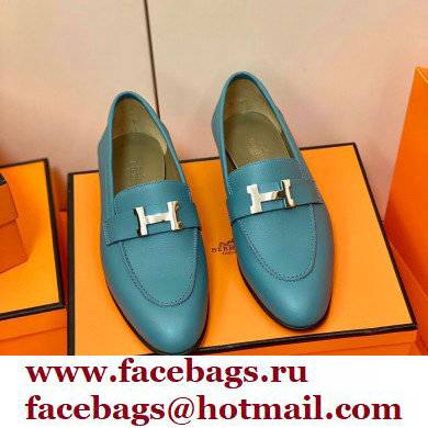 Hermes Leather royal Loafers denim blue