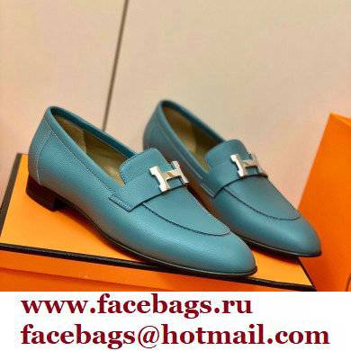 Hermes Leather royal Loafers denim blue