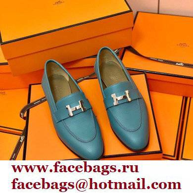 Hermes Leather royal Loafers denim blue