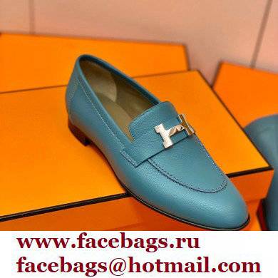 Hermes Leather royal Loafers denim blue