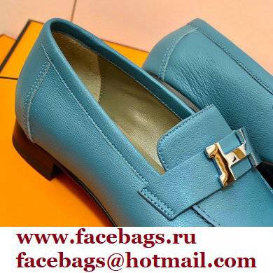 Hermes Leather royal Loafers denim blue