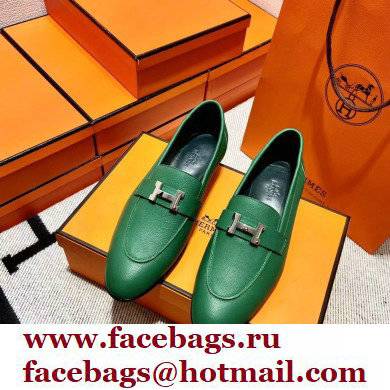 Hermes Leather royal Loafers green