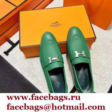 Hermes Leather royal Loafers green