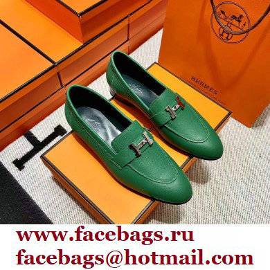 Hermes Leather royal Loafers green