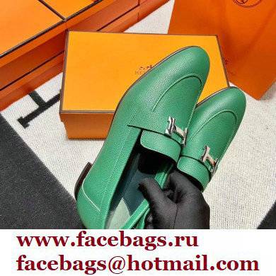 Hermes Leather royal Loafers green