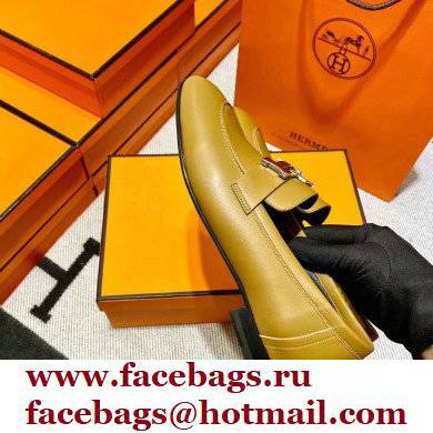 Hermes Leather royal Loafers olive green