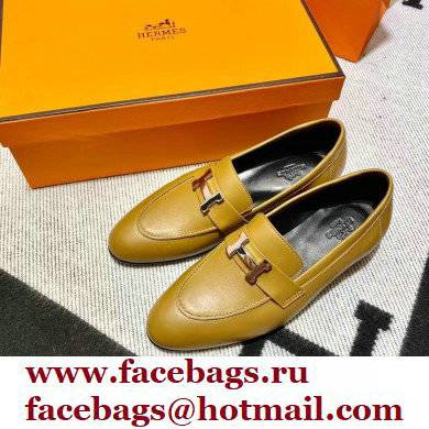 Hermes Leather royal Loafers olive green