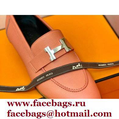 Hermes Leather royal Loafers rose