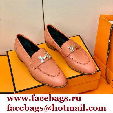 Hermes Leather royal Loafers rose