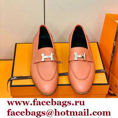 Hermes Leather royal Loafers rose