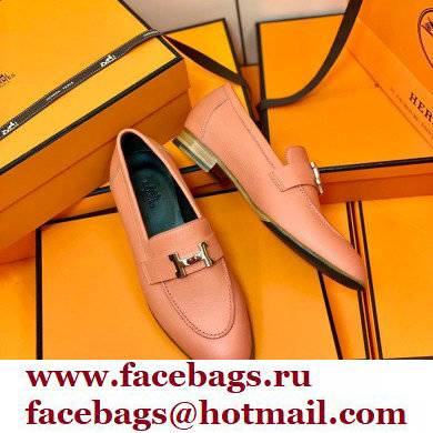 Hermes Leather royal Loafers rose