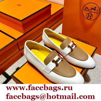 Hermes Leather royal Loafers white/yellow/tan