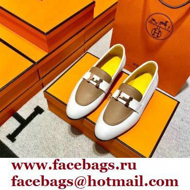 Hermes Leather royal Loafers white/yellow/tan