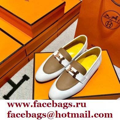 Hermes Leather royal Loafers white/yellow/tan