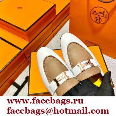 Hermes Leather royal Loafers white/yellow/tan