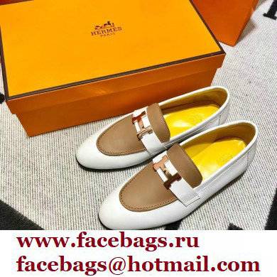 Hermes Leather royal Loafers white/yellow/tan