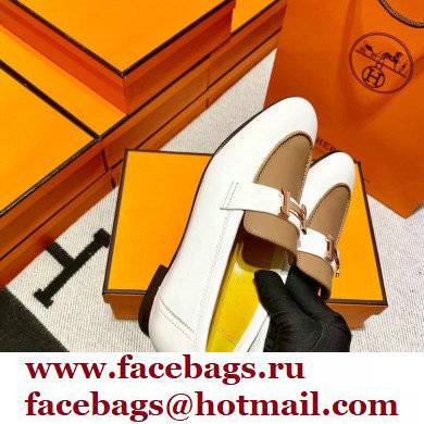 Hermes Leather royal Loafers white/yellow/tan