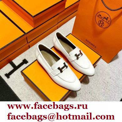 Hermes Leather royal Loafers white