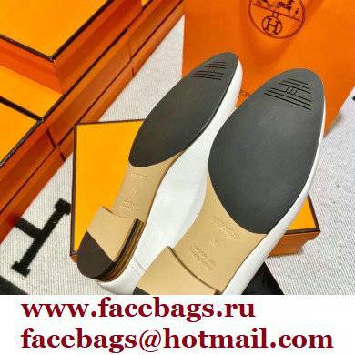 Hermes Leather royal Loafers white