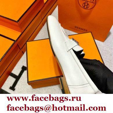 Hermes Leather royal Loafers white