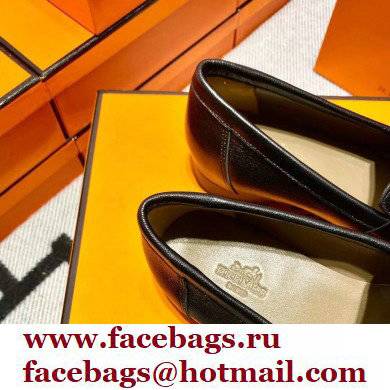 Hermes Leather royal Loafers with fringe Black