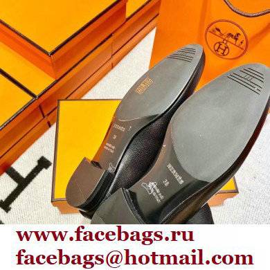 Hermes Leather royal Loafers with fringe Black