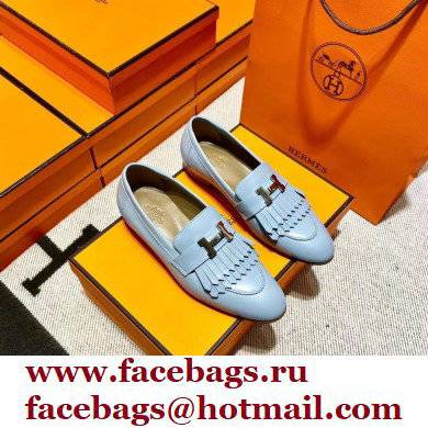 Hermes Leather royal Loafers with fringe Blue