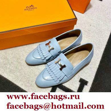 Hermes Leather royal Loafers with fringe Blue