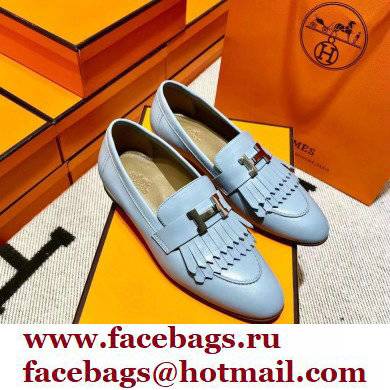 Hermes Leather royal Loafers with fringe Blue