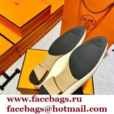 Hermes Leather royal Loafers with fringe off white