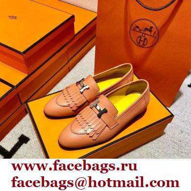 Hermes Leather royal Loafers with fringe pink/yellow