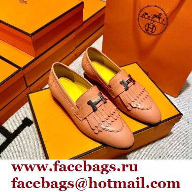 Hermes Leather royal Loafers with fringe pink/yellow