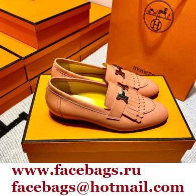 Hermes Leather royal Loafers with fringe pink/yellow