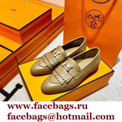 Hermes Leather royal Loafers with fringe tan