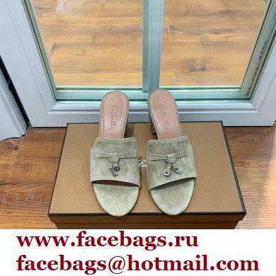 Loro Piana Heel 8cm Suede Goatskin Summer Charms Sandals Camel