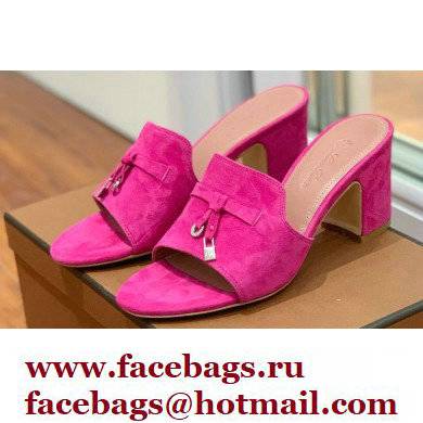 Loro Piana Heel 8cm Suede Goatskin Summer Charms Sandals Fuchsia - Click Image to Close