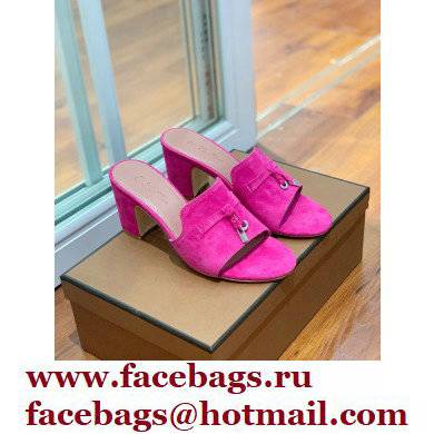 Loro Piana Heel 8cm Suede Goatskin Summer Charms Sandals Fuchsia