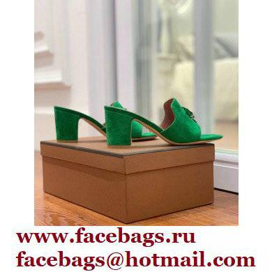 Loro Piana Heel 8cm Suede Goatskin Summer Charms Sandals Green