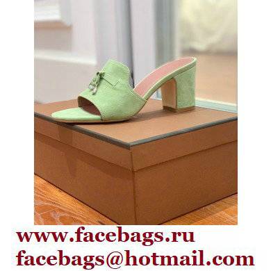 Loro Piana Heel 8cm Suede Goatskin Summer Charms Sandals Light Green